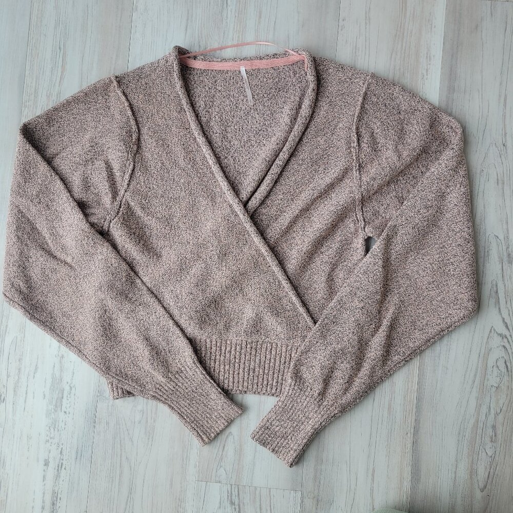 Free People Going for Gold Wrap Sweater Rose Gold Metallic size small